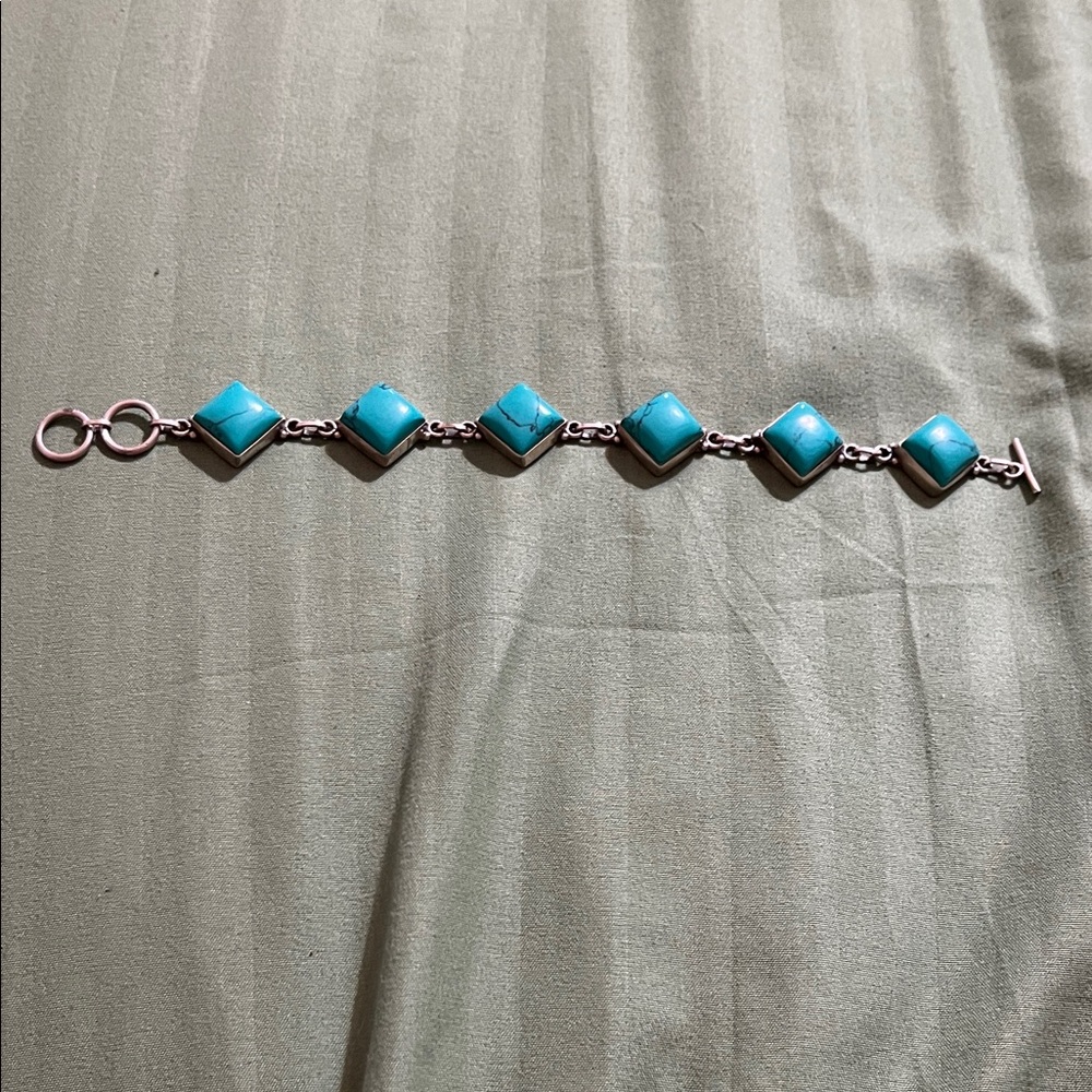 Turquoise  and silver Stone Bracelet
